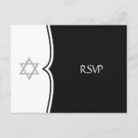 Black White Star of David RSVP Postcard