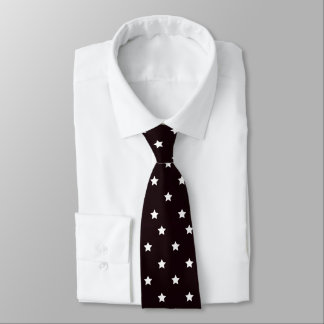Black White Star Print Mens Tie
