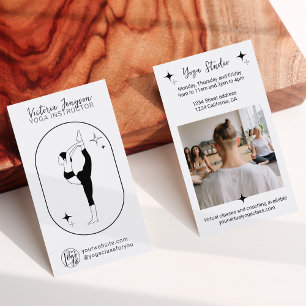 Black white star Yoga instructor studio teacher Business Card