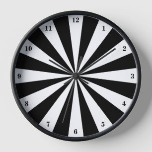 Black, White Starburst Striped Clock