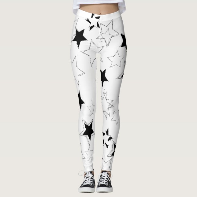 Black & White Stars Leggings (Front)