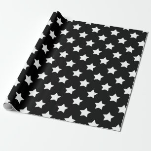Black White Stars Pattern Decorative Wrapping Paper
