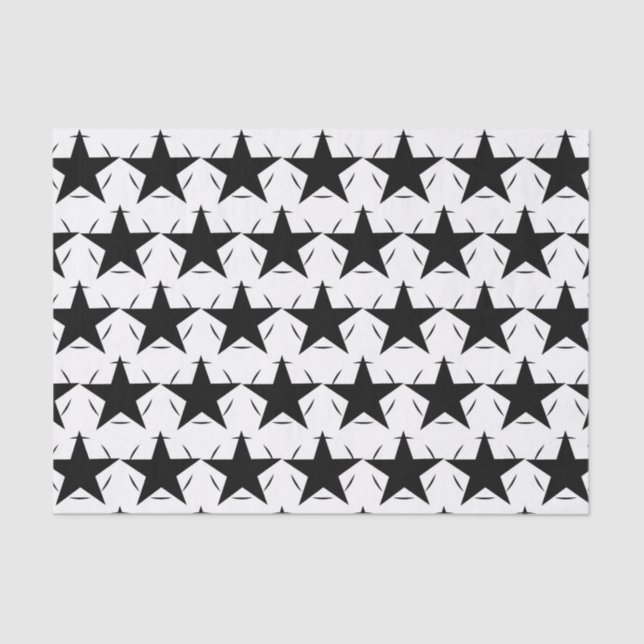 Black White Stars Tissue Paper (Front)