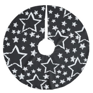 Black, white stars: urban grunge. brushed polyester tree skirt