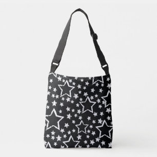 Black, white stars: urban grunge. crossbody bag