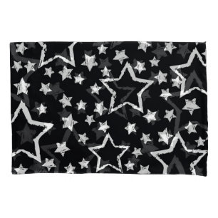 Black, white stars: urban grunge. pillowcase