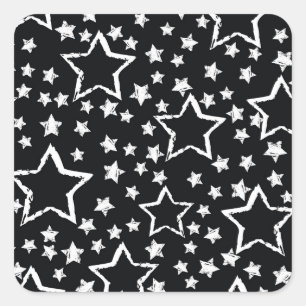 Black, white stars: urban grunge. square sticker