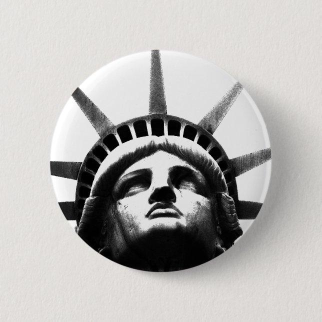 Black & White Statue of Liberty 6 Cm Round Badge (Front)
