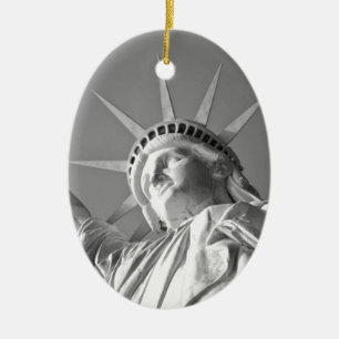 Black White Statue of Liberty Ceramic Ornament