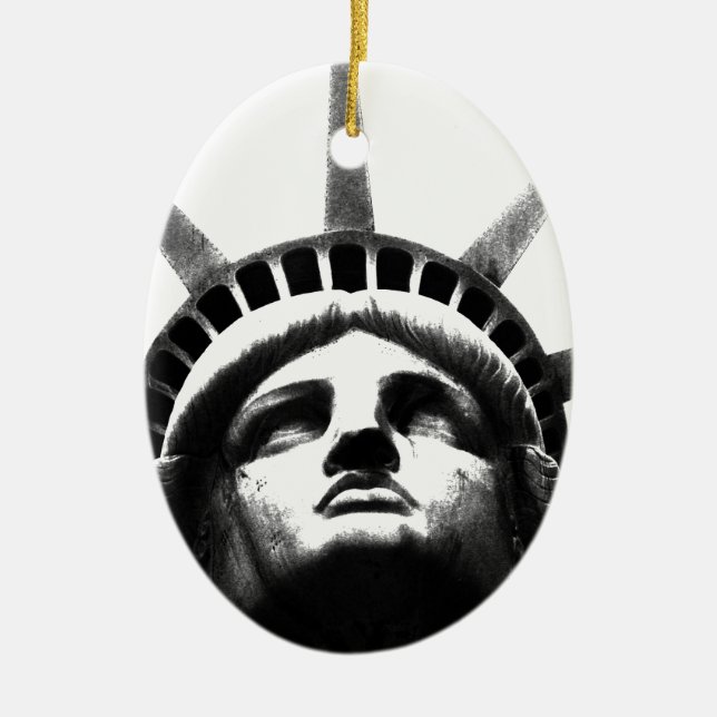 Black & White Statue of Liberty Ceramic Ornament (Front)