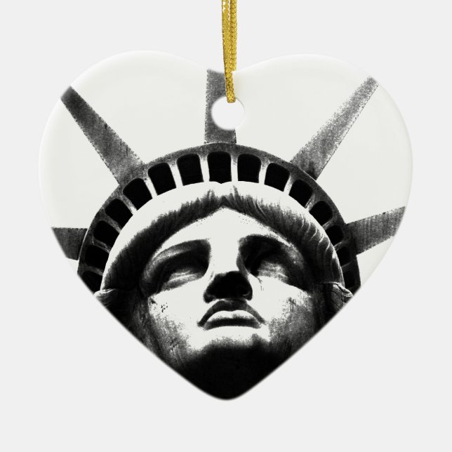 Black & White Statue of Liberty Ceramic Ornament (Front)