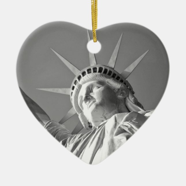 Black White Statue of Liberty Ceramic Tree Decoration (Front)