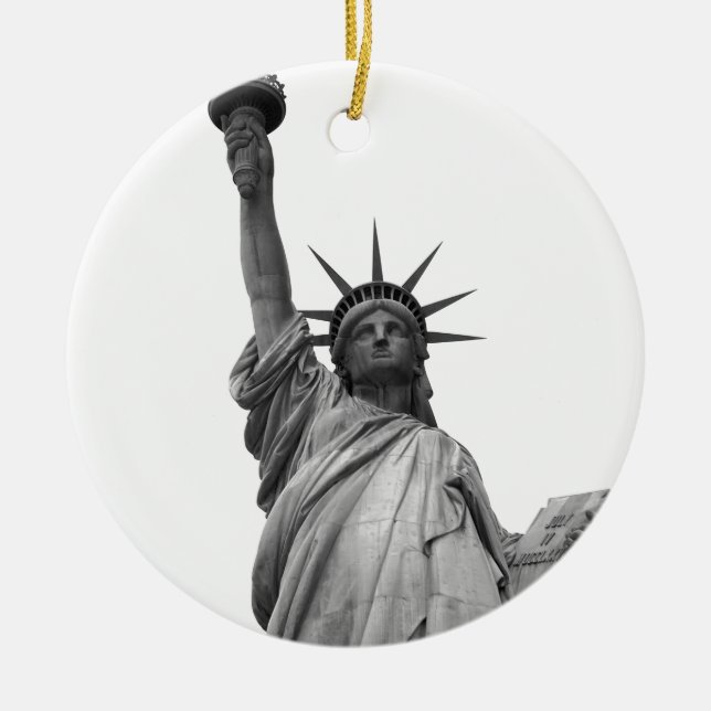 Black & White Statue of Liberty Christmas Ornament (Front)