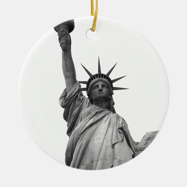 Black & White Statue of Liberty Christmas Ornament (Front)