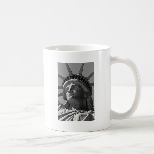 Black White Statue of Liberty Close Up Photo Coffee Mug (Right)