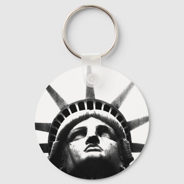 Black & White Statue of Liberty Key Ring (Front)