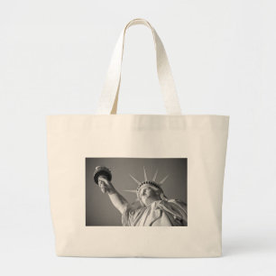 Black White Statue of Liberty Large Tote Bag