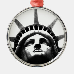 Black & White Statue of Liberty Metal Ornament