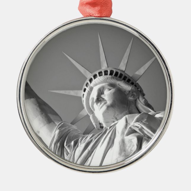 Black White Statue of Liberty Metal Ornament (Front)