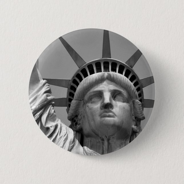 Black & White Statue of Liberty New York 6 Cm Round Badge (Front)