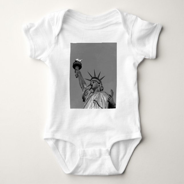 Black & White Statue of Liberty New York Baby Bodysuit (Front)