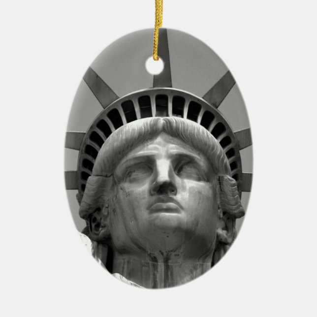 Black & White Statue of Liberty New York Ceramic Ornament (Front)