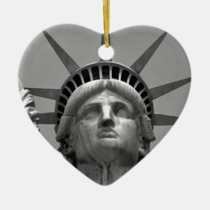 Black & White Statue of Liberty New York Ceramic Tree Decoration