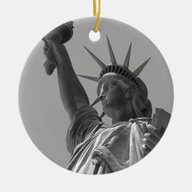 Black & White Statue of Liberty New York City Ceramic Ornament (Front)