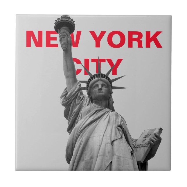 Black & White Statue of Liberty New York City Ceramic Tile (Front)