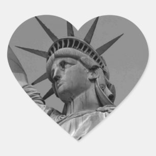 Black & White Statue of Liberty New York Heart Sticker