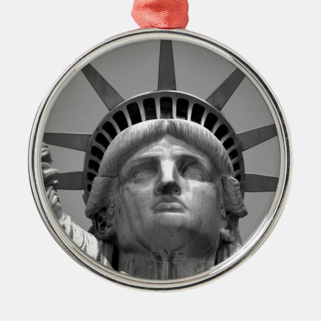 Black & White Statue of Liberty New York Metal Ornament (Front)