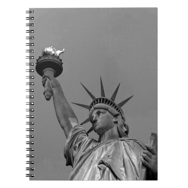 Black & White Statue of Liberty New York Notebook (Front)