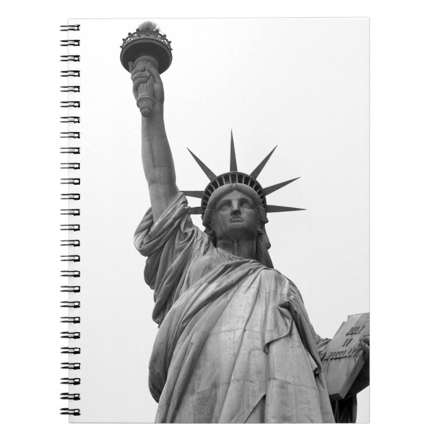 Black & White Statue of Liberty Notebook (Front)