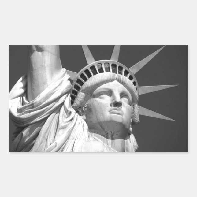 Black & White Statue of Liberty Rectangular Sticker (Front)