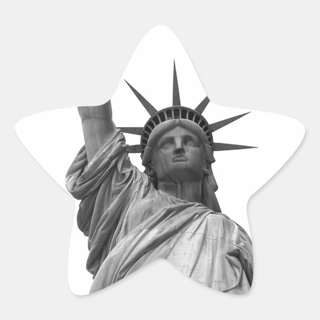 Black & White Statue of Liberty Star Sticker (Front)