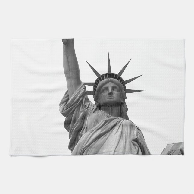 Black & White Statue of Liberty Tea Towel (Horizontal)