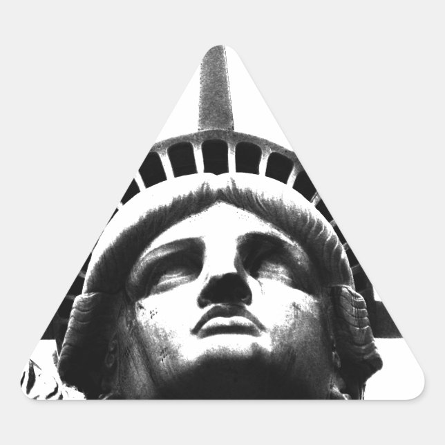 Black & White Statue of Liberty Triangle Sticker (Front)