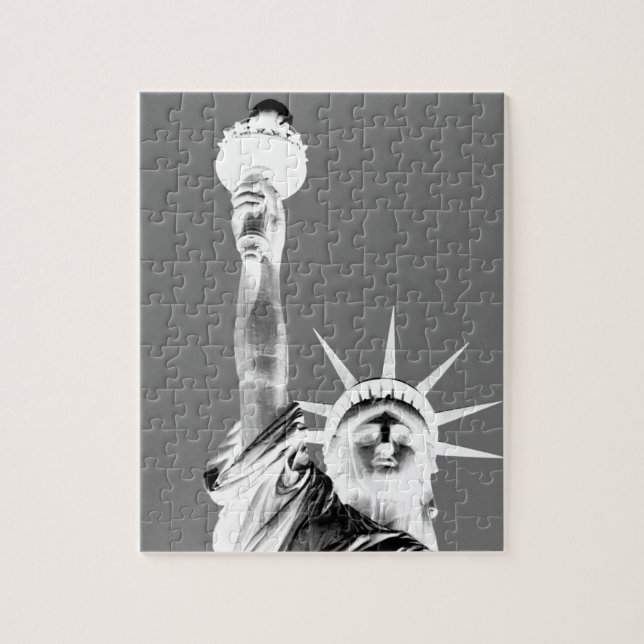 Black & White Statueof Liberty New York City Jigsaw Puzzle (Vertical)