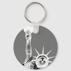 Black & White Statueof Liberty New York City Key Ring