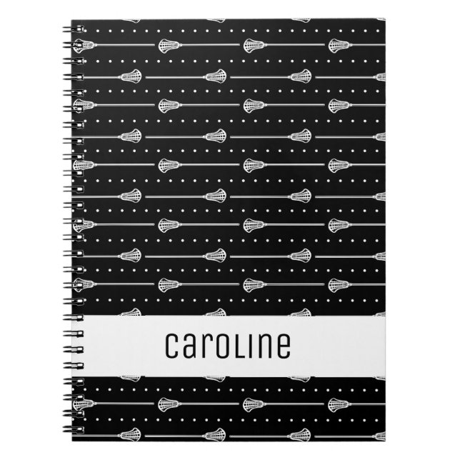 Black White Sticks and Dotted Lines Pattern Notebook (Front)