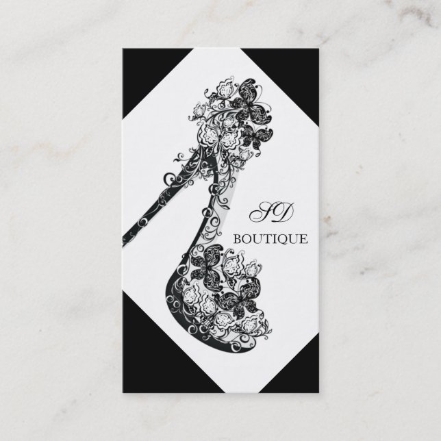 Black & White Stilettos Shoes High Heels Pumps Business Card (Front)