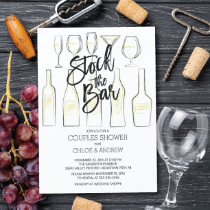 Black White Stock the Bar Couples Shower Invite