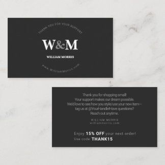 Black White Streetwear Edgy Branded Company Thanks Business Card