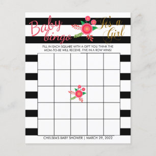 Black & White Stripe - Baby Girl - Bingo Flyer
