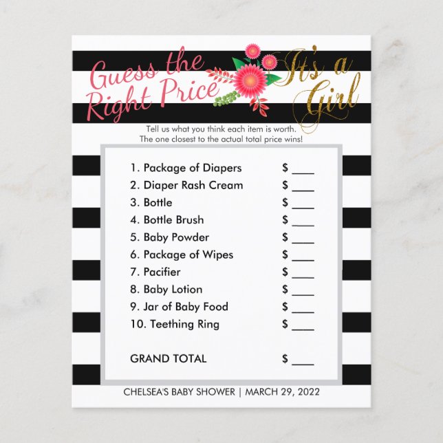 Black & White Stripe - Baby Girl - Right Price Flyer (Front)