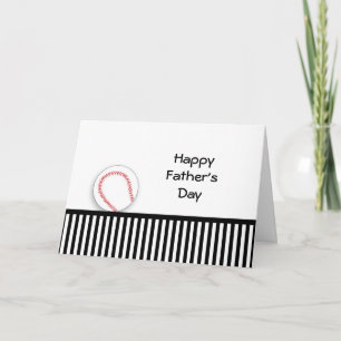 Black White Stripe Baseball Father's Day Card