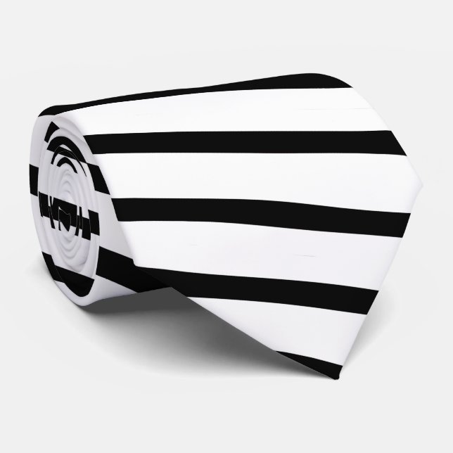BLACK- WHITE-STRIPE --CHANGEABLE BACKGROUND COLOR TIE (Rolled)