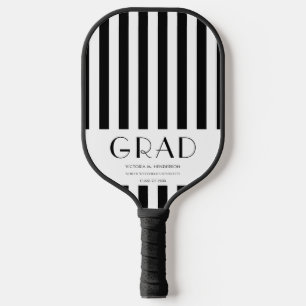 Black White Stripe Graduate Gift Pickleball Paddle