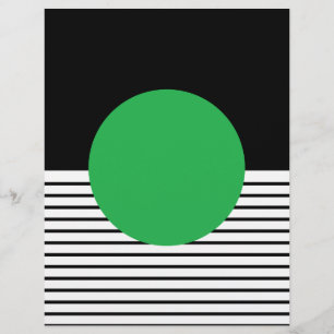 Black White Stripe & Green Circle Scrapbook Paper