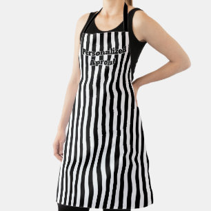Black White Stripe Halloween Colours Apron